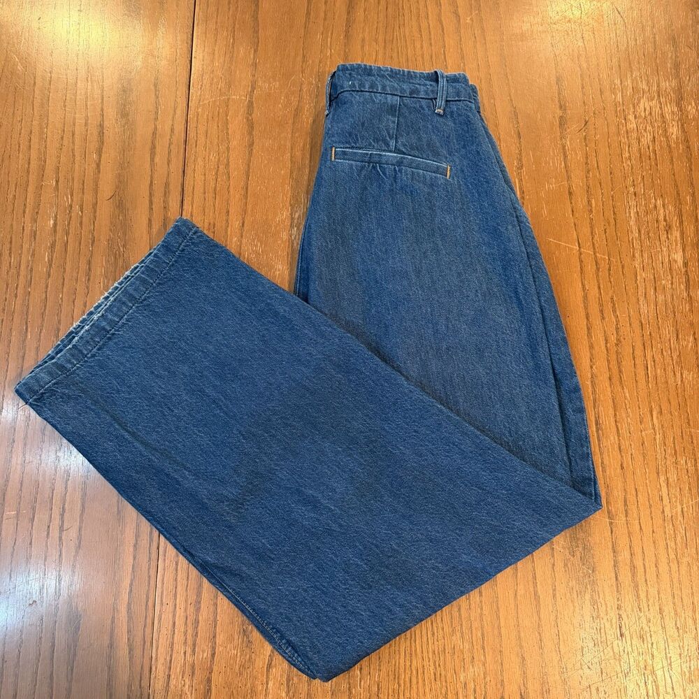 Abercrombie Fitch Curve Love Jeans Womens 29 8R Pleated Wide Leg Dark Wash